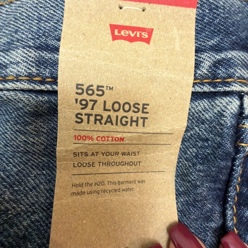 Levis 565 97 Loose Straight Jeans Mens 40x30 Medium Wash Blue A7221-0012 NWT